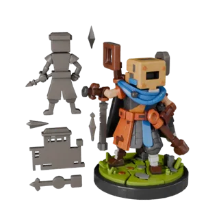 Dungeon Toy Photo Set stylized 3D model preview showing layered parts, three-quarter game view, depth and display scale