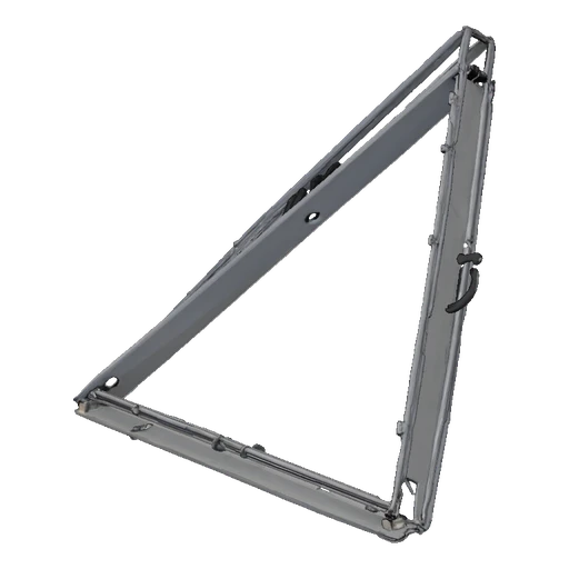 3D model of a triangular prism with 14mm and 40mm legs, black base, gray sides