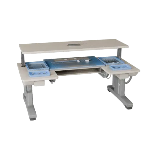 Corporate Desk Organizer 3D model, three-quarter front view, Unity viewport, showing plastic, desk-scale silhouettes.