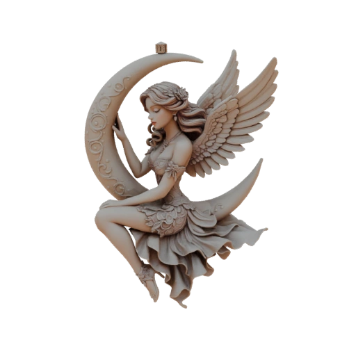 Fairy on Crescent Moon Figurine