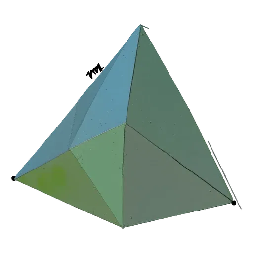 3D model of a triangular prism, split into light blue and light green parts, on a black background.