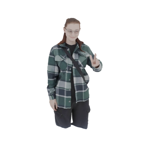 Young Woman with Glasses and Plaid Shirt