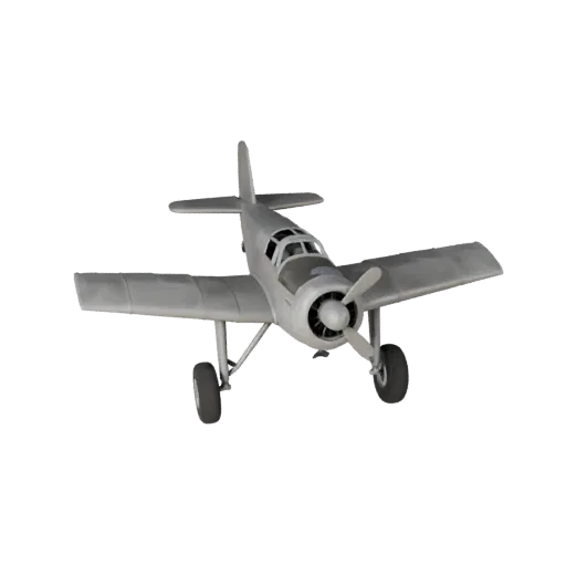 Modelo 3D de Avião de Caça Vintage Pronto para Jogo, vista de estúdio em três quartos, ativo de veículo pronto para produção