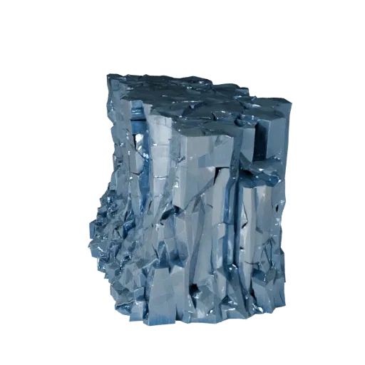 Glacier Ice Cliff Low Poly 3D model, game viewport three-quarter view, showing stratified stone, snow banks.