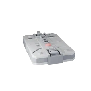 Modern Pressure Plate Low Poly 3D model, game viewport three-quarter view, showing metal hinges, form detail.