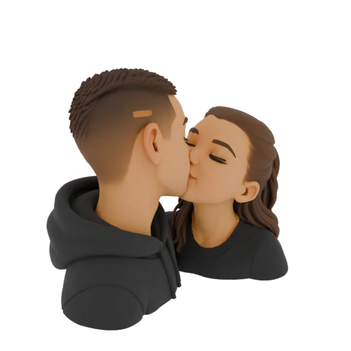 Couple Kissing 3D Model with Band-Aid