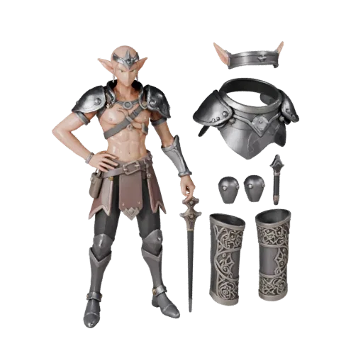 Anime Battle-Hardened Druid Character Model - Rigged