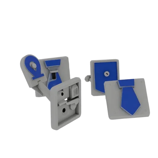 Square Tie Clip scene ready 3D model, top-down studio render, showing cufflink silhouette and surface contrast.
