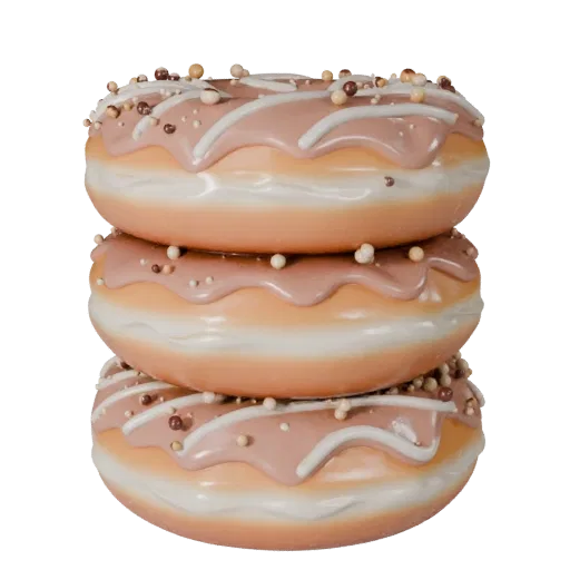 Glazed Donut Stack Realistic 3D model, three-quarter studio render, showing cream, sweet food silhouette.