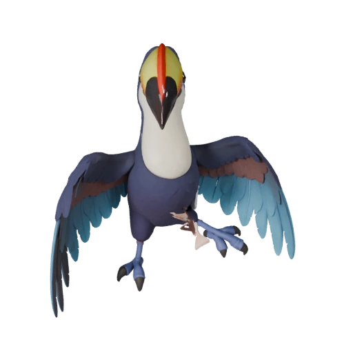 Modello 3D Tucano Cartone Animato - Asset Stilizzato per Animazione | PBR