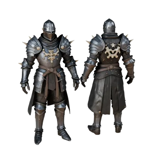 Cavaliere Fantasy Indurito in Battaglia 3D, vista viewport motore, asset pronto per Unreal Engine con posa in piedi e PBR