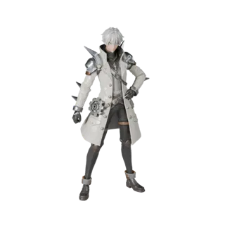 Anime NPC Scientist 3D character, engine viewport view, Unreal Engine-ready asset with standing pose and pbr