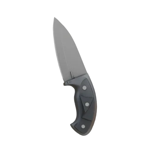 3D model of knife with ergonomic handle, side view