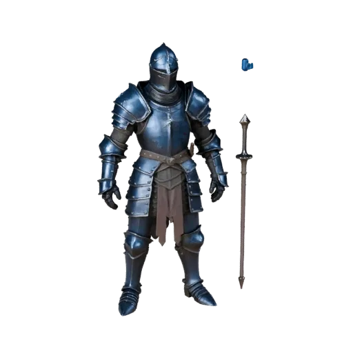 Cavaliere Cobalto Medievale 3D, vista viewport motore, asset pronto per Unreal Engine con posa in piedi e pbr