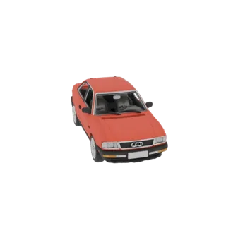 3D model of a red Audi 100 C4 retro sedan, front and side view