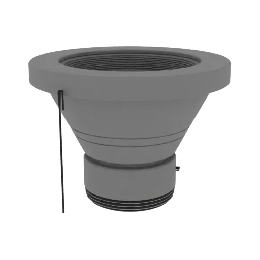 3D model of a gray spacers ring with a ribbed base and conical shape