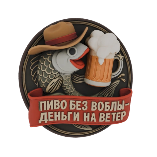 Cartoon Fish in Cowboy Hat with Beer Mug 3D Model