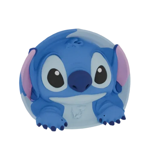 3D model plate with relief image of Stitch from the "Lilo & Stitch" cartoon