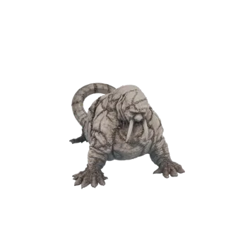 3D model of a stitched walrus creature with visible seams and tusks, presented on a white background.