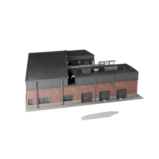 Wasseraufbereitungsanlage Unity-ready 3D-Modell, Unity-Engine-Viewport, zeigt industrielle Baumaterialien und architektonisch