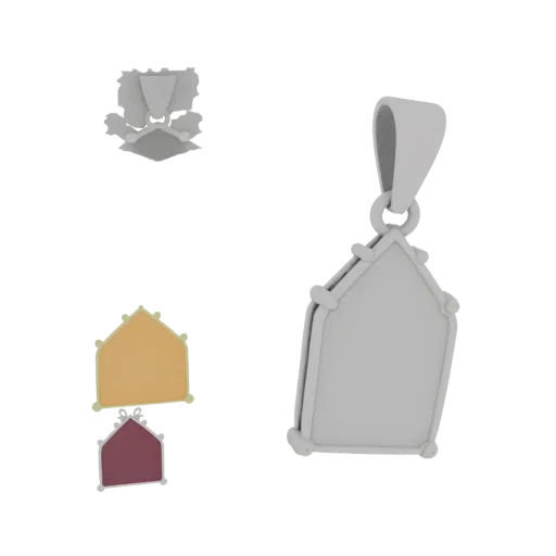 Sapphire Pendant 3D model, three-quarter front view, AR viewer studio render, sapphire finish.