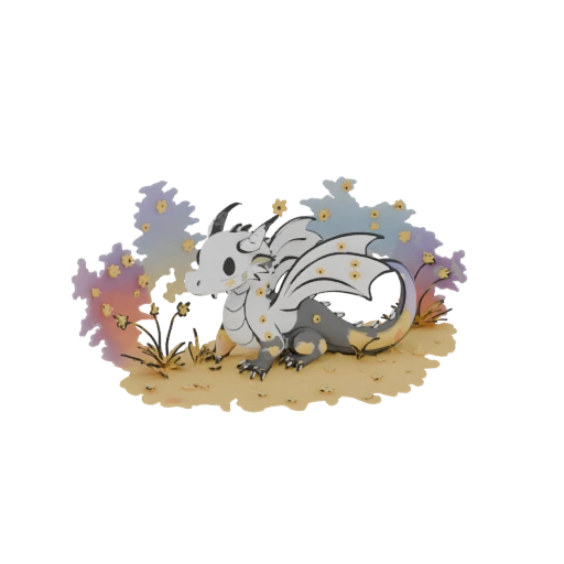 Chibi Dragon with Flowers 3D Model
