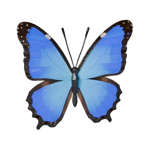 Modelo 3D STL de Mariposa Morpho Azul, vista de exhibición isométrica, figura animal lista para imprimir con separación de tó