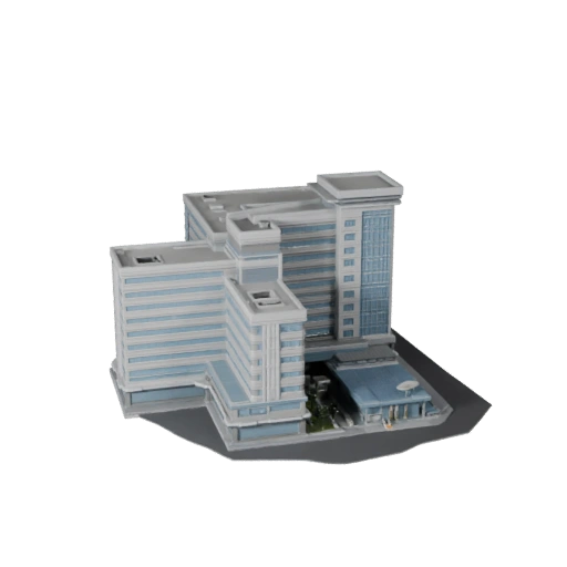 Hohes Poly Krankenhausgebäude 3D-Modell für Archviz für Architektur