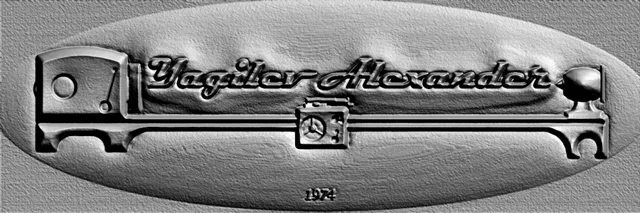3D model of "AI Business Card" bas-relief with year "1974", oval shape, with ornate inscription and mechanical elements.