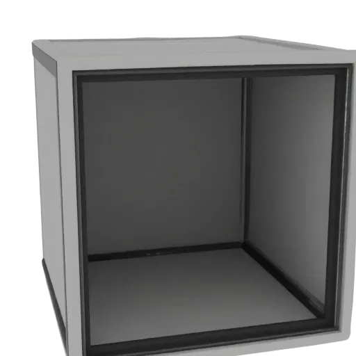 3D-Modell einer einfachen offenen Box 30x30x30 mm, Vorderansicht