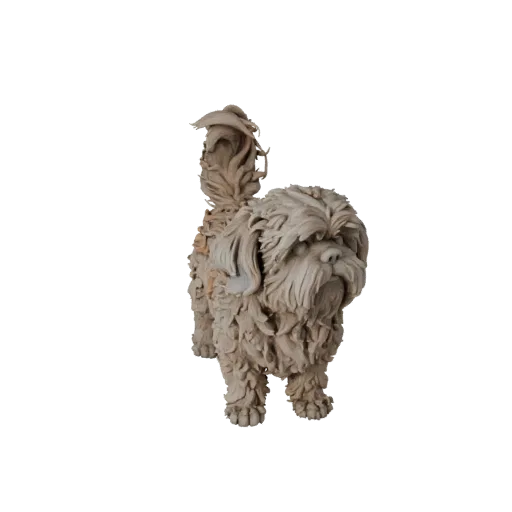 Modèle STL de chien Shih Tzu High Poly, vue d'affichage isométrique, figurine animale prête à imprimer avec plans du museau,