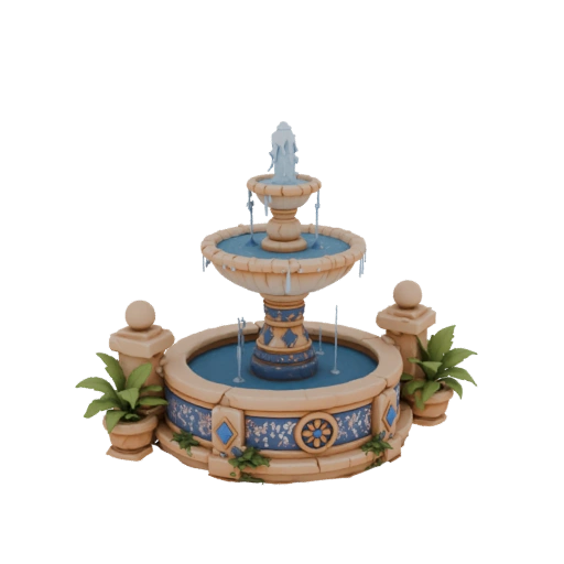 Ornate Tiered Fountain with Planters