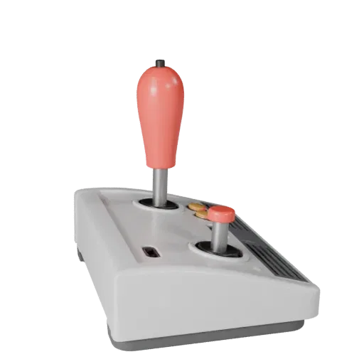 Retro Arcade Stick Product Viz 3D model, three-quarter studio product render, showing matte plastic, form detail.
