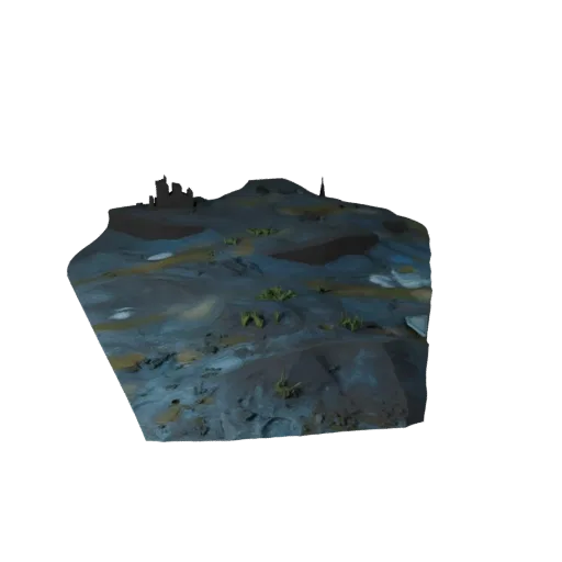 Arctic Tundra Biome Realistic 3D model, three-quarter environment render, showing terrain layers, snow banks.