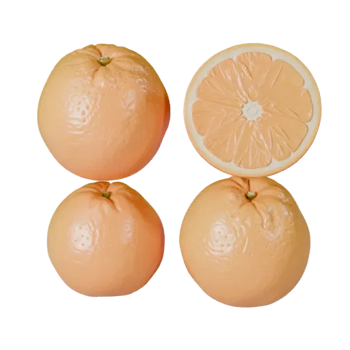Fresh Orange Product Viz 3D model, three-quarter studio product render, showing skin pores, recognizable fruit forms.