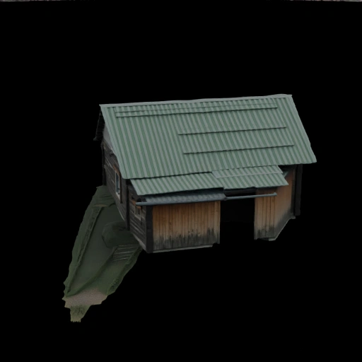 Rustic Wooden Barn with Green Corrugated Roof