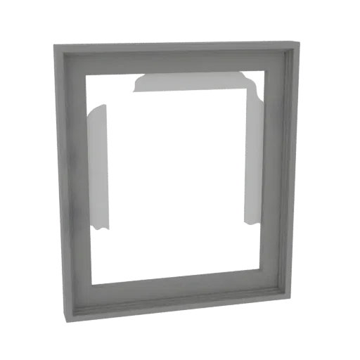 3D model of an ornate square picture frame with torn paper accents on the inner edges, rendered against a white background.