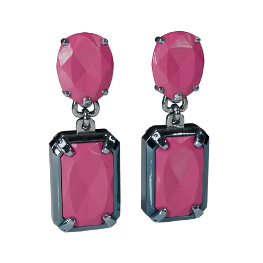 Ruby Earrings game ready 3D model, close-up hero shot, showing earring proportion and finish under studio key light.