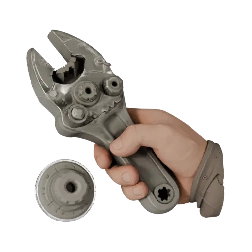 Insulated Torque Wrench High Poly 3D model, close-up studio render, showing painted metal, clear grip zones.