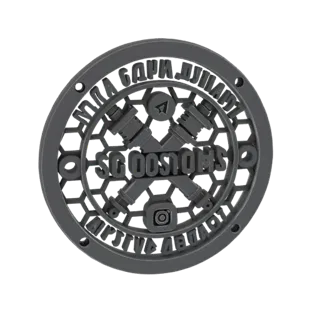 3D render of the SG Customs emblem featuring crossed spark plugs, hexagonal mesh, and circular text in a dark gray metallic f