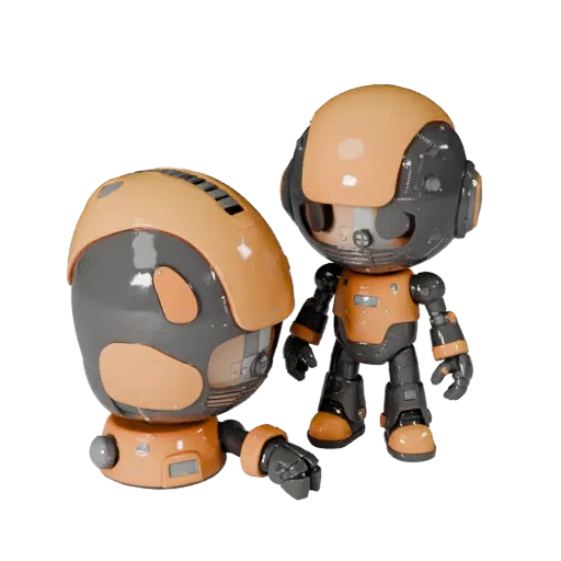 Mascot Robot Figurine high poly 3D model preview showing pose, studio close-up view, toy proportion and material detail