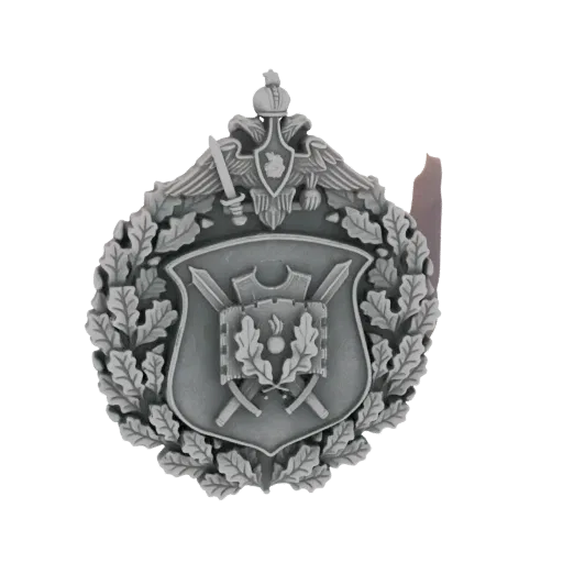 3D model of a German military badge with an eagle, crossed swords, and oak leaf wreath.