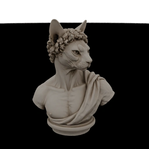 Sphinx Cat Bust with Laurel Wreath