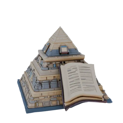 Modèle 3D pyramide égyptienne avec livre ouvert sur le dessus