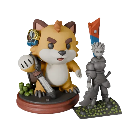 Sports Animal Mascot collectible 3D model preview showing pose, studio close-up view, expression and smooth toy surfaces