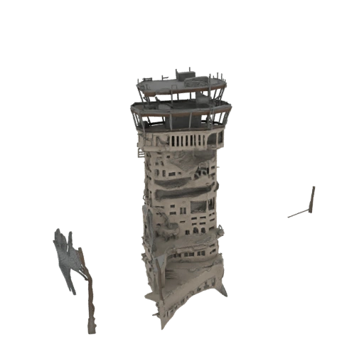 Ruined Control Tower 3D Model
