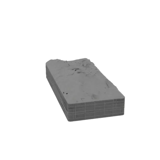 Coastal Sand Bank Printable 3D model, isometric tabletop STL render, showing layered soil, dune ridges.