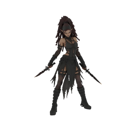 Dark Elf Warrior with Dual Blades 3D Model