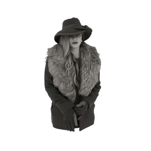 Elegant Woman in Hat and Fur Collar