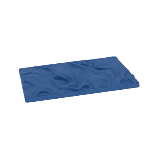 3D model of a blue fabric sheet with a realistic wavy texture, presented on a white background.